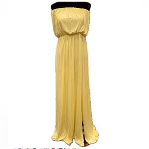 NYMPHE Los Angeles soft yellow strapless maxi dress. (JJ137)